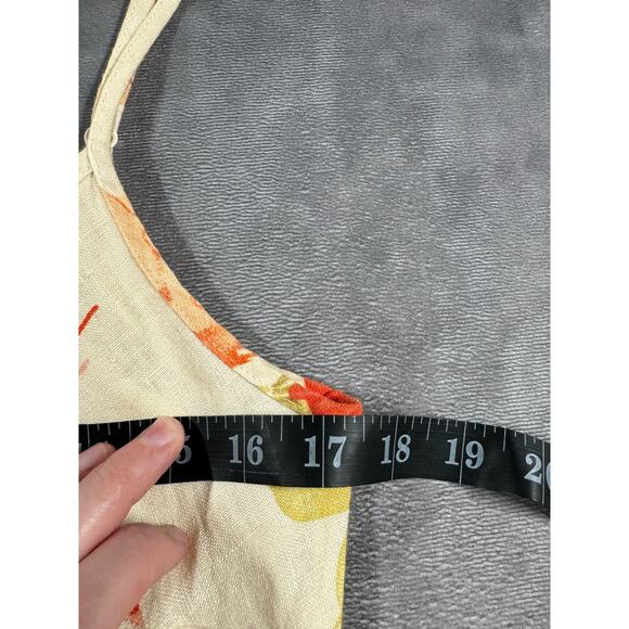 Per Una 100% Linen Floral Bias Cut Midi Dress US Size 8L Vtg Y2K Boho Cottage - Picture 4 of 12